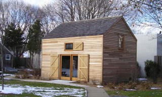 Exterior Post & Beam Barn with Sliding Barn Doors