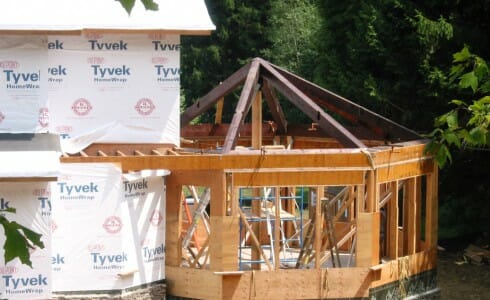 Octagon sun room under construction