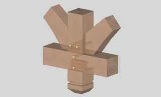 King Post, Web and Tie Joint in traditional timber framing