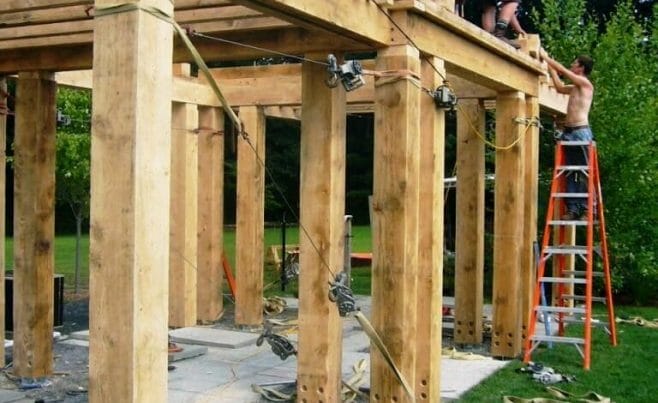 Pergola Style Pool House During Construction