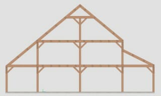 post & beam framing styles - two story farm house with shed additions