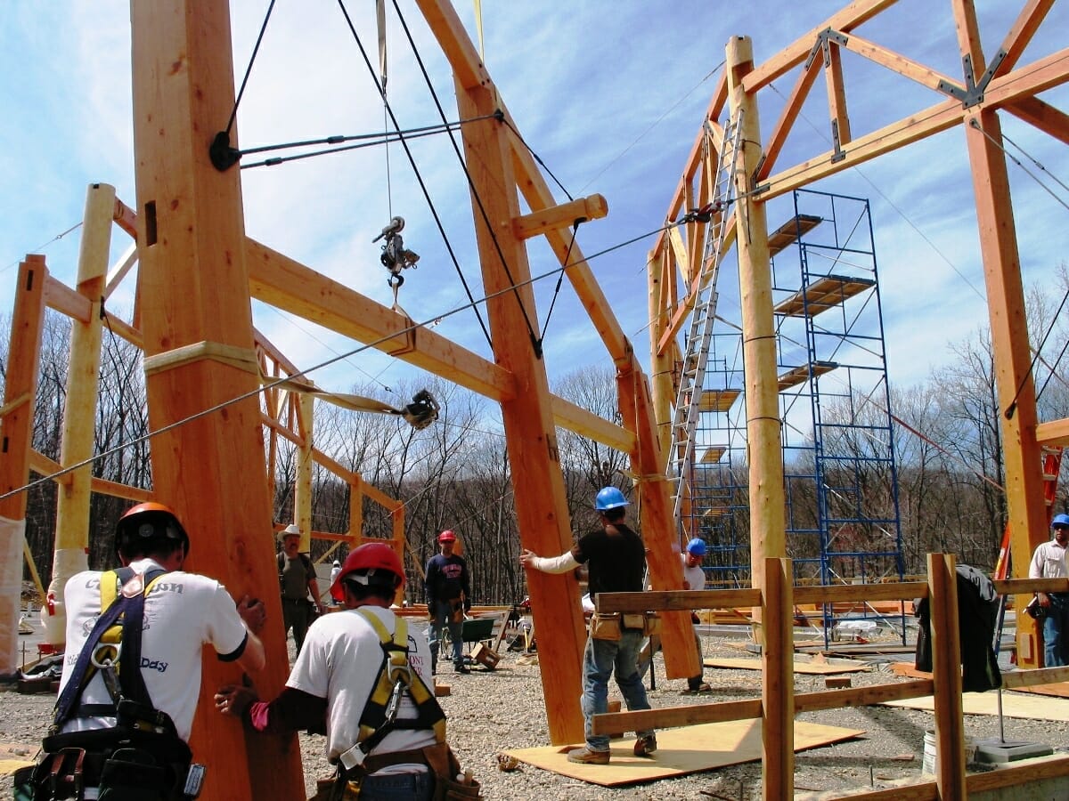 Large Bent Being Positioned into Place