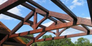 Modified King Post Truss with raised timber tie beam