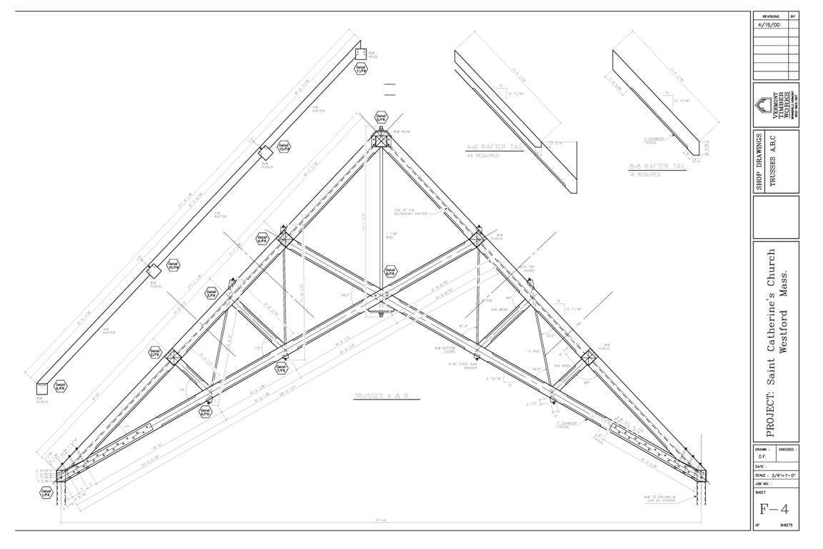Shop Drawing of the Scissor Trusses for Saint Catherine Church
