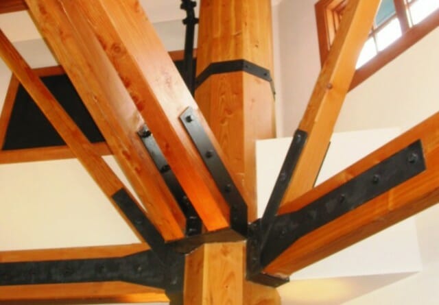 Steel joinery in a heavy timber frame