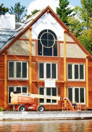 Timber frame home under construction