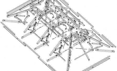 Exploded timber frame drawing
