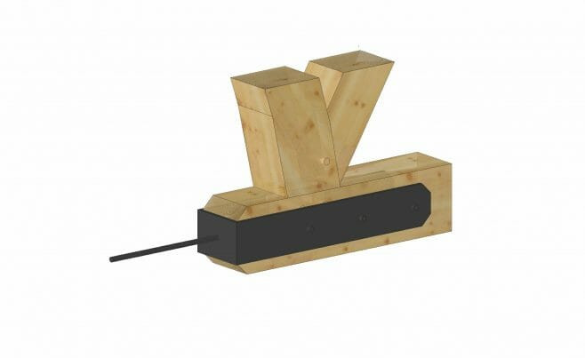 Steel tension rod for heavy timber