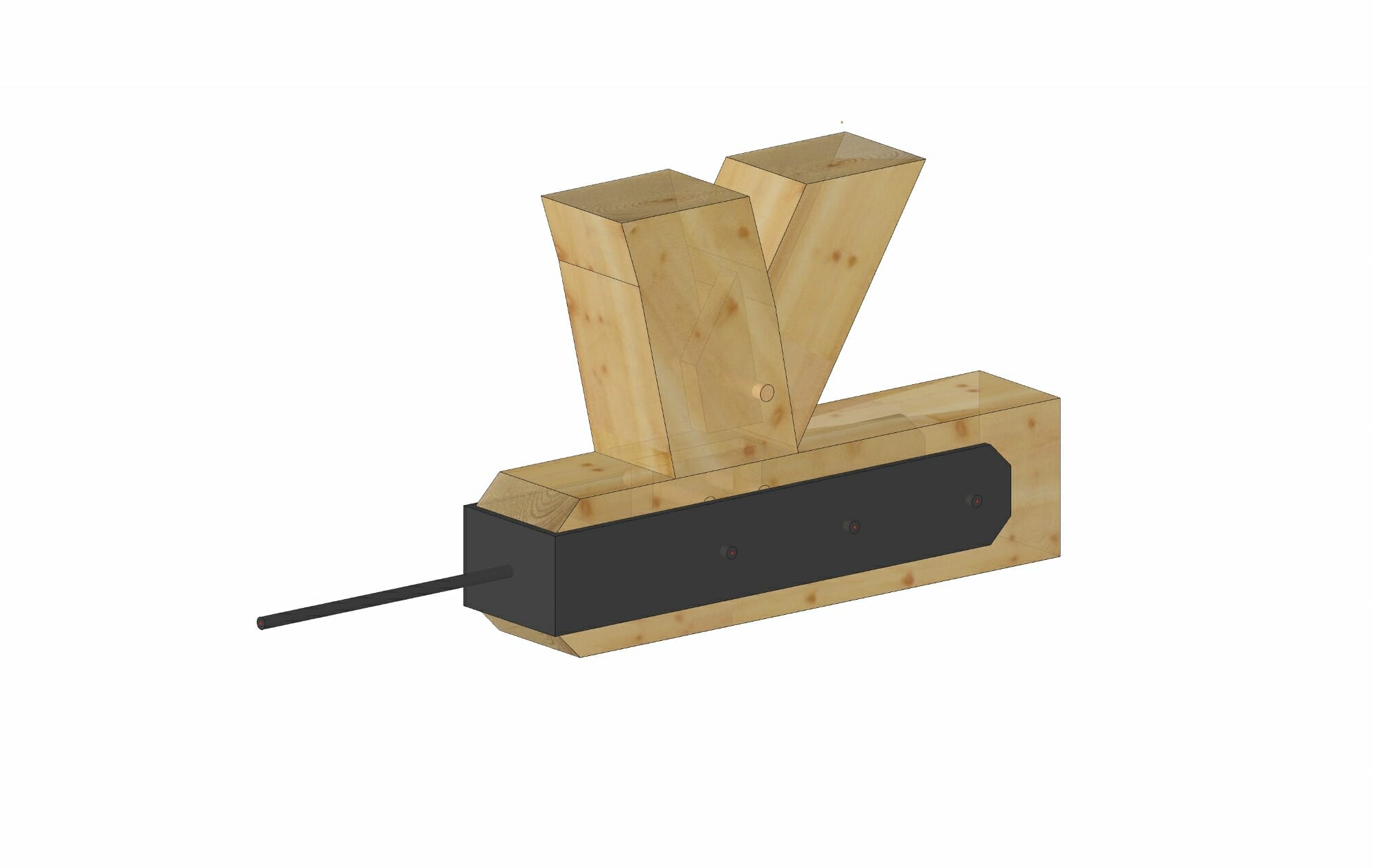 Steel tension rod for heavy timber