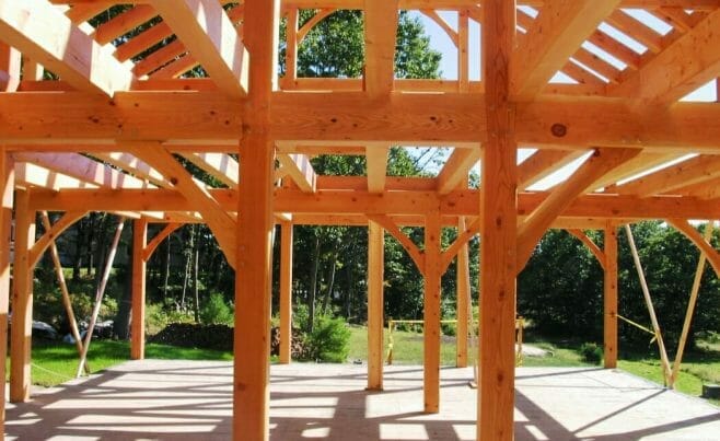 timber beams with traditional joinery