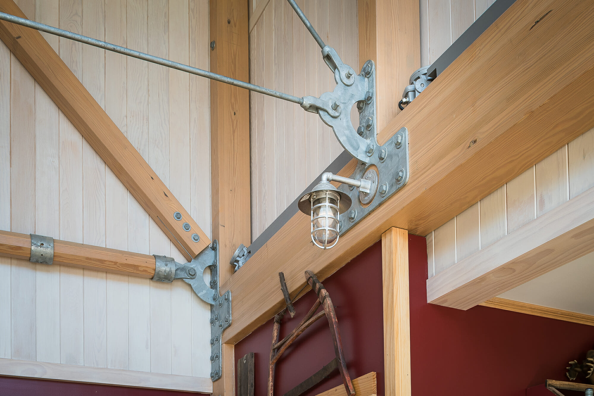 Glulam and Decorative Steel Plates in 57 State Road Restaurant