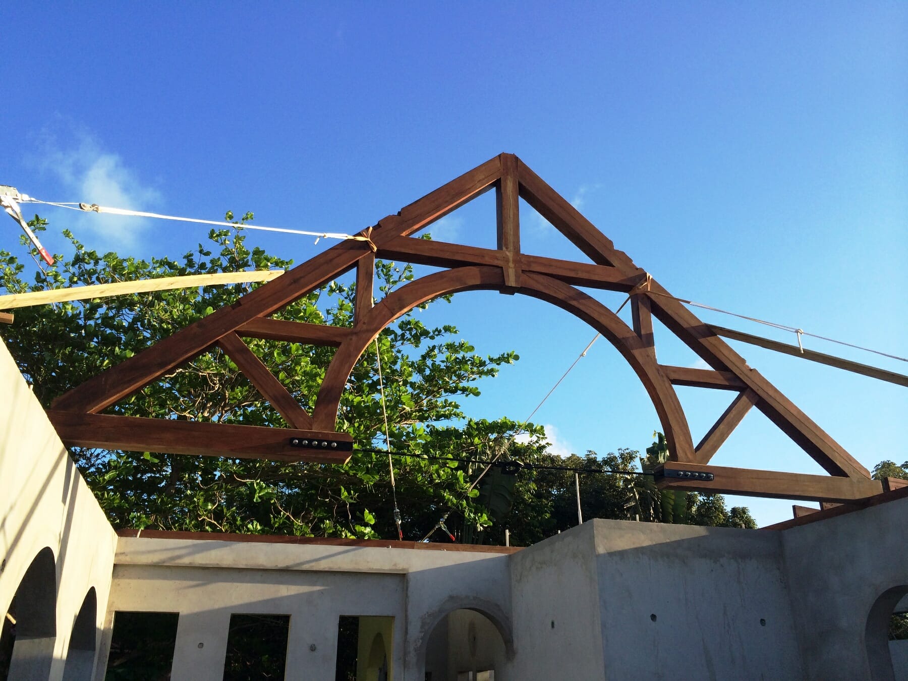 The First Bent with a steel tie rod installed at the Hamanasi Resort in Belize