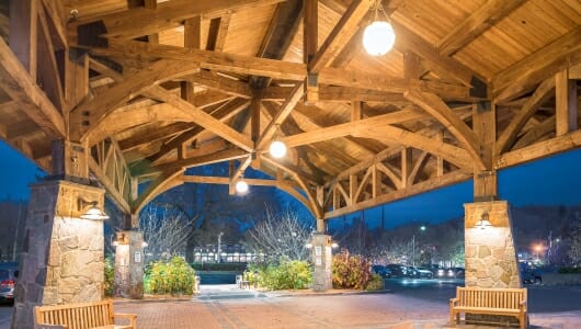 Heavy Timber Hotel and Porte Cochere Entryway in NY