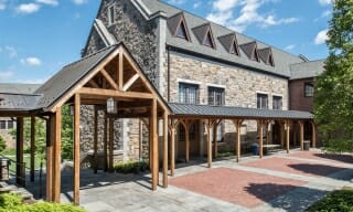 Covered Cedar Timber Frame Walkway at a School in NY
