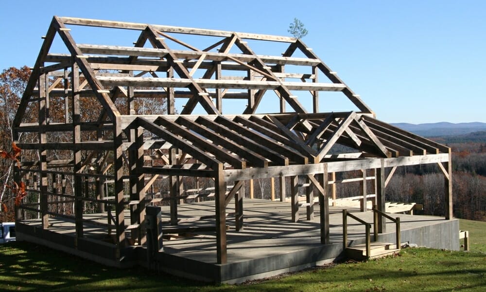 Weathered, antique looking Timber Frame Barn