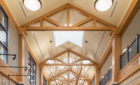 King Post Truss in the Westbrook Middle School in ME.