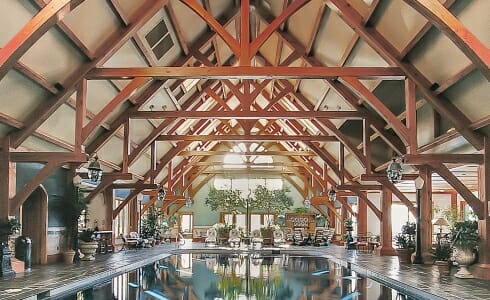 Indoor Timber Frame Pool House with Trusses