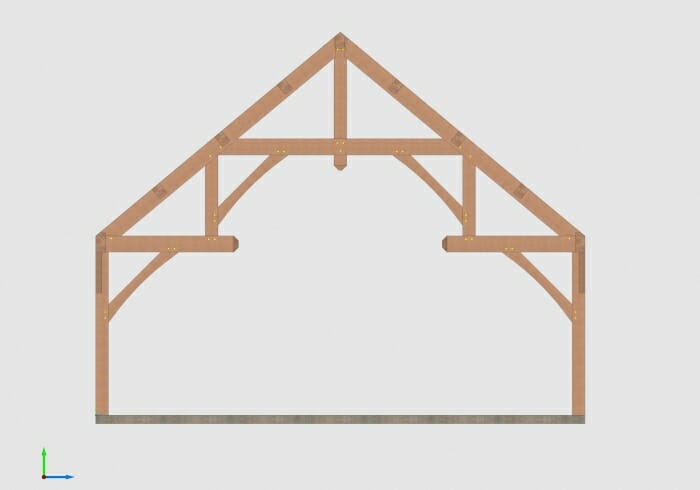 3D Rendering of a Hammer Beam style Timber Frame