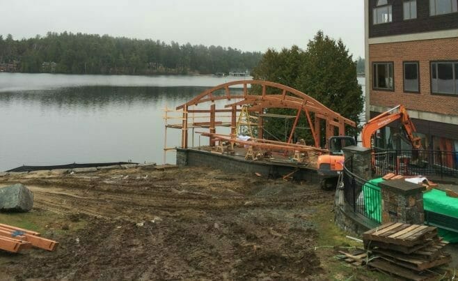Timber Framed Bandshell Install in Lake Placid, NY
