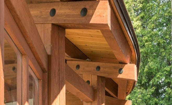 Timber eave detail of the band shell