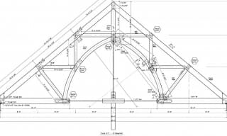Shop drawing of a timber church truss