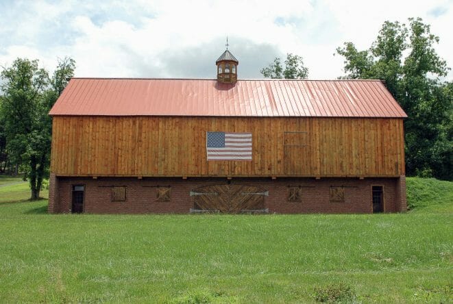 Brick and oak barn