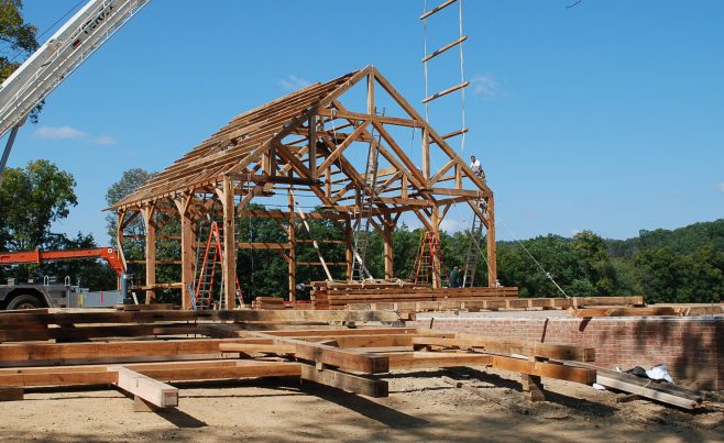 Raising the barn frame