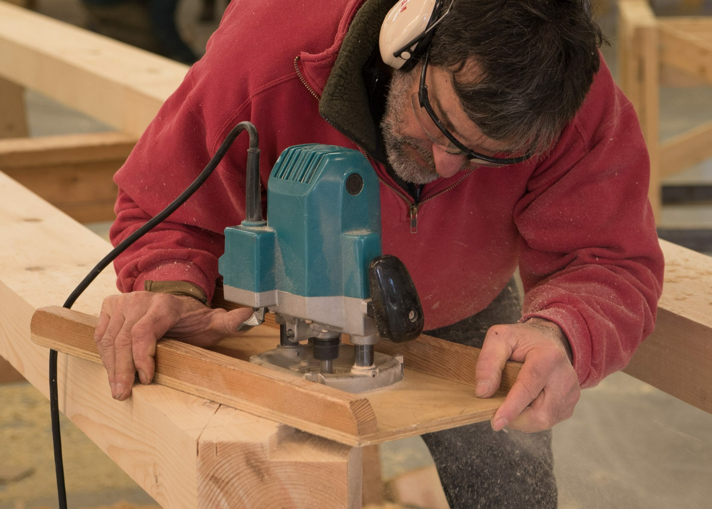 Router cuts on post and beam
