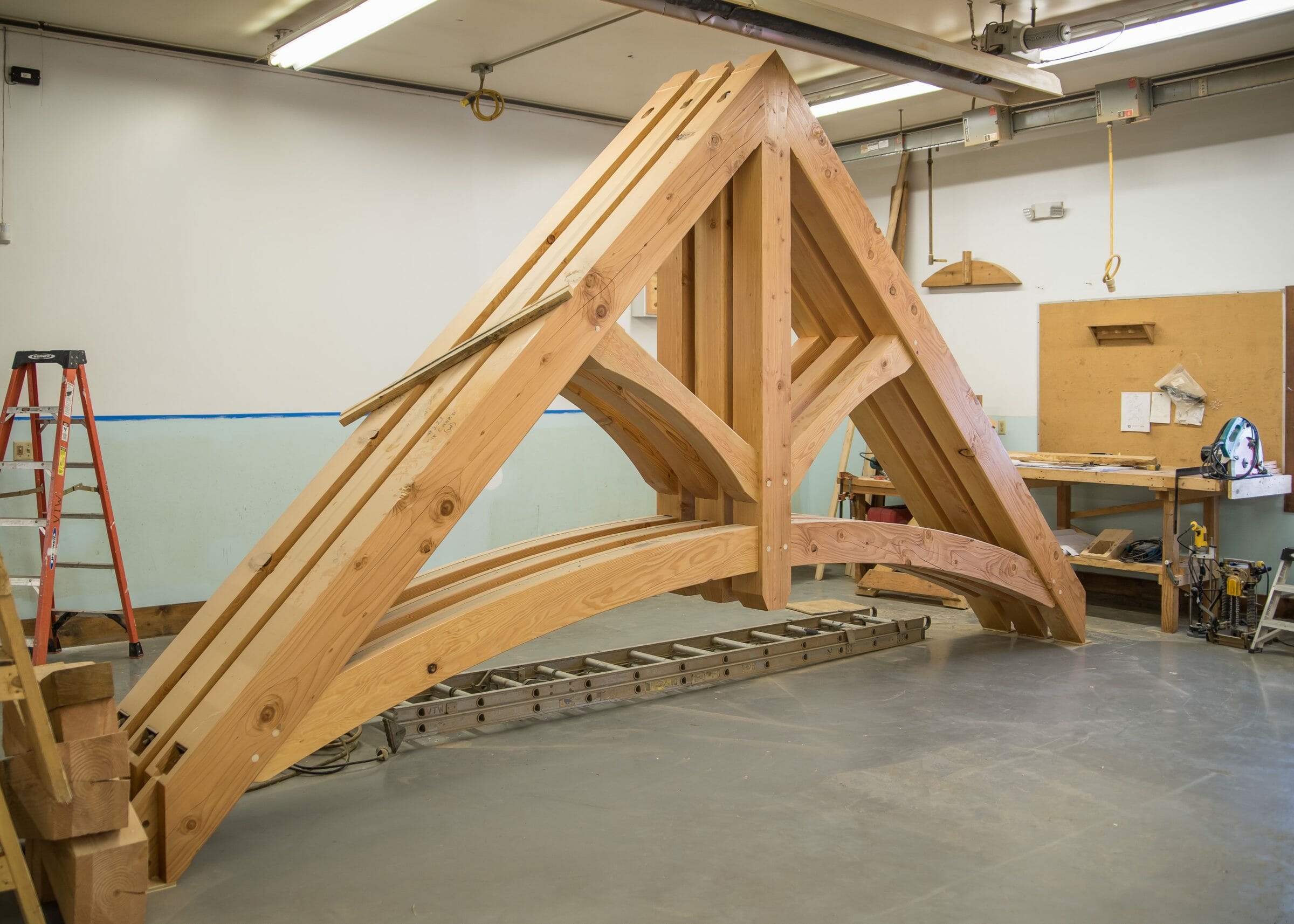 Assembled trusses ready to ship