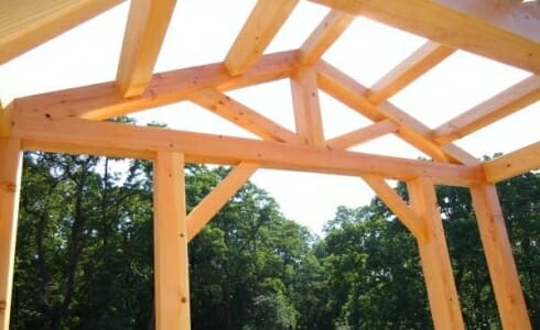 Timber Frame Pool House with Fireplace in New Jersey