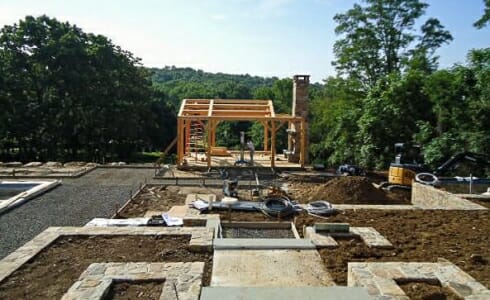 Timber Frame Pool House with Fireplace in New Jersey