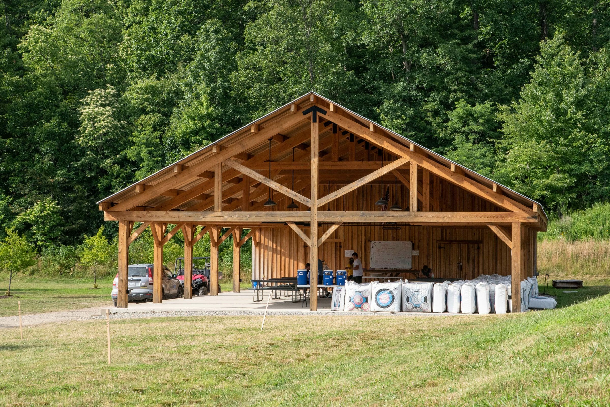 40x 68' Timber frame pavilion at the Bechtel Summit in West Virginia home of the National Boy Scout Jamboree, leadership training, and Adventure Camp.