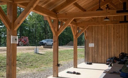 20'x48' Timber frame pavilion at the Bechtel Summit in West Virginia home of the National Boy Scout Jamboree, leadership training, and Adventure Camp.