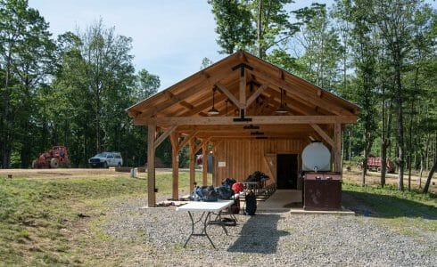 20'x48' Post and Beam pavilion at the Bechtel Summit in West Virginia home of the National Boy Scout Jamboree, leadership training, and Adventure Camp.