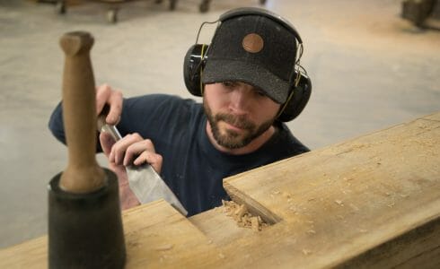 Cutting a dovetail with a chisel