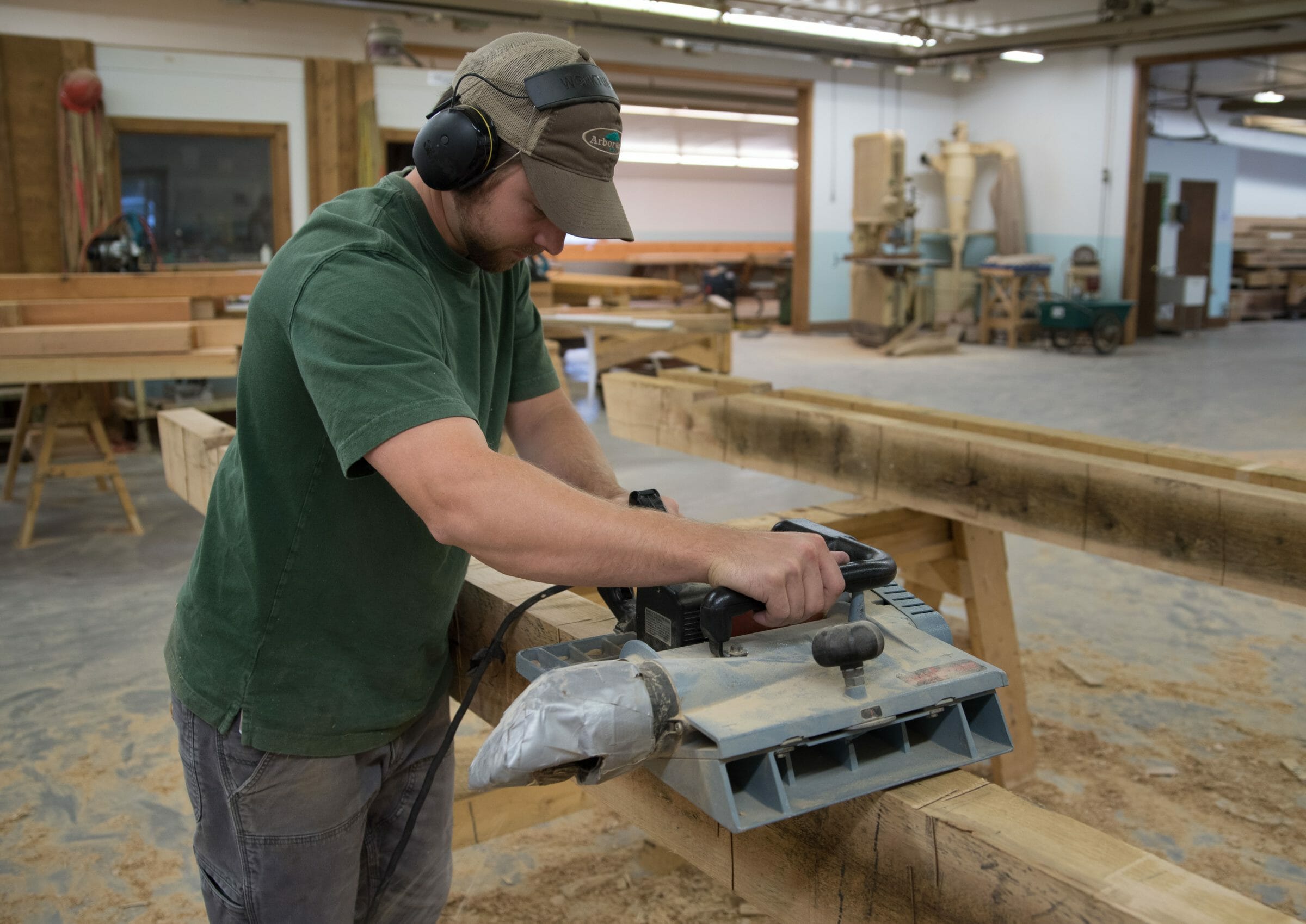 Surface planer used in timber frame fabrication