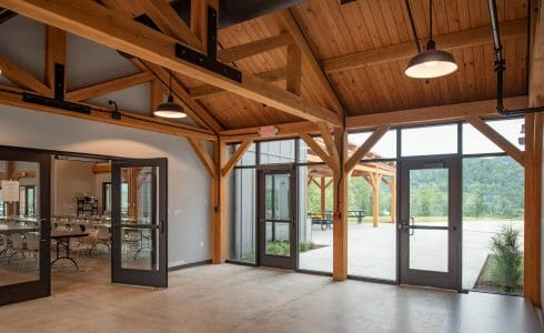 Post and Beam Entryway and Connector at Bechtel Summit Boy Scout Camp