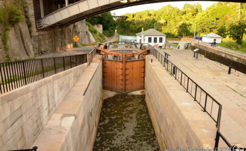 Timber Lock Gate - Looking down the lock