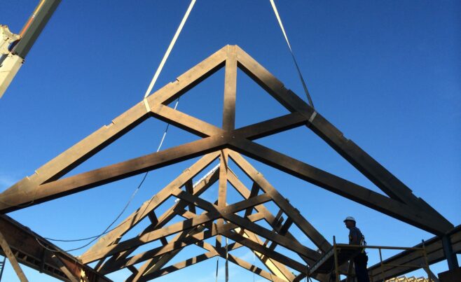 Iron Hill Scissor Truss Residence in White Oak