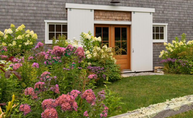The entry way of a Guest Cottage Beach House in Martha's Vineyard.