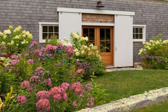 The entry way of a Guest Cottage Beach House in Martha's Vineyard.