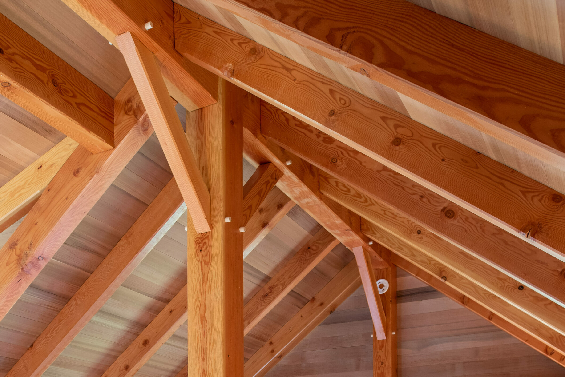 Traditional Joinery details featuring Timber Pegs in the Martha's Vineyard Guest Cottage
