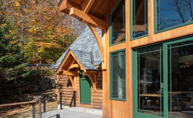 Decorative Timber Rafter Plates on the Exterior of a Ski House
