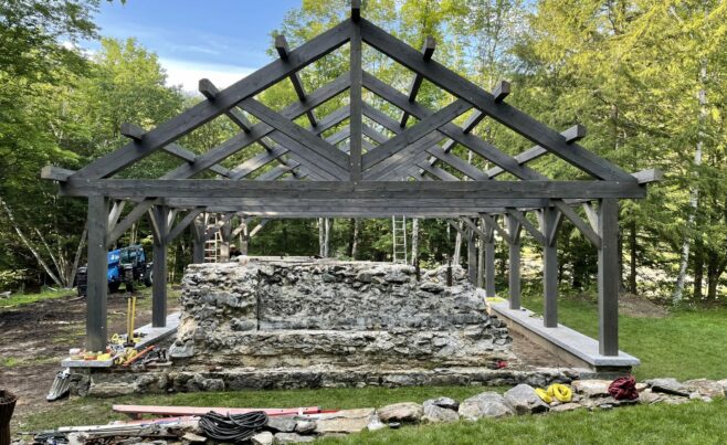 Ash Pavilion Weathered Pavilion Built Over Historical Mill Site