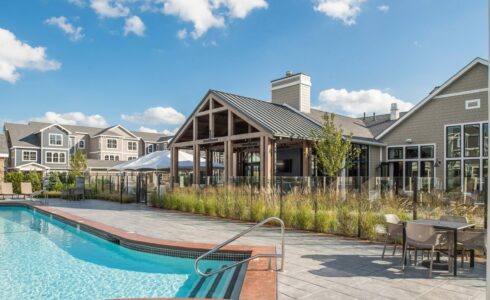 Exposed Wood Beams | Avalon Bay Pool Pavilion in Sudbury Massachusetts