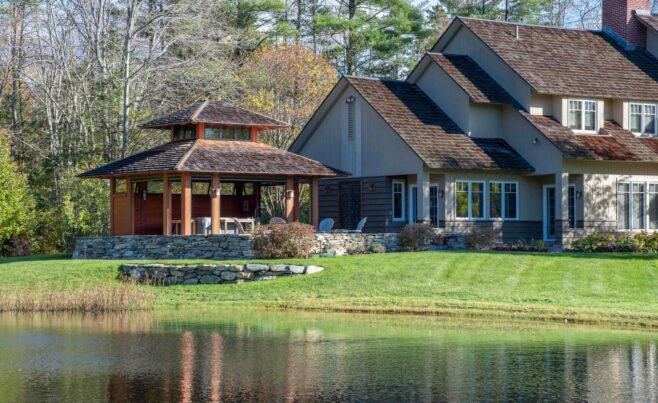 Hot Tub Pavilion overlooking the pond
