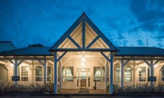 King Post Truss in white washed timber