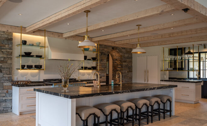 Hemlock Ceiling Beams over a custom kitchen