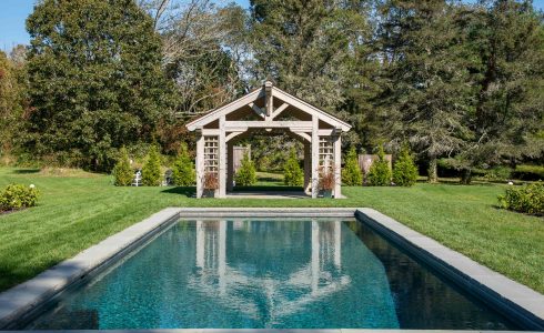 Cedar timber framed pool pavilion