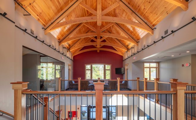 Arched King Post Lobby Trusses